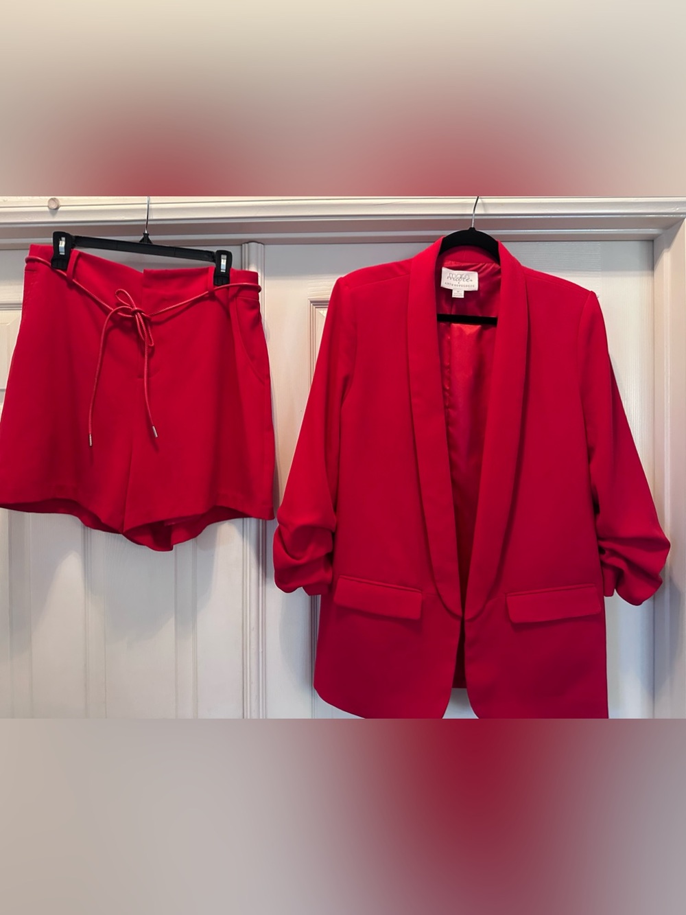 Mare Mare x Anthropologie Red Two Piece Set- Blazer M and Shorts L - Picture 3 of 10